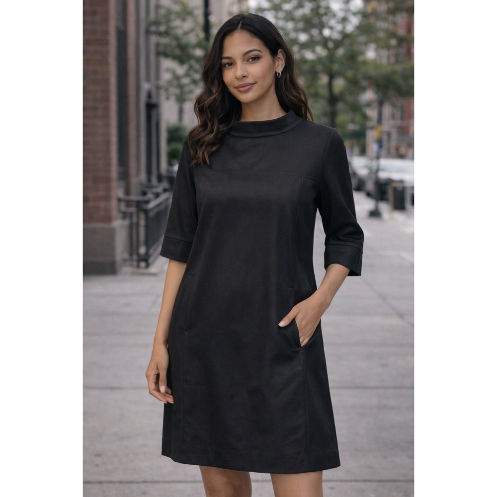 J.Crew Dress Black 100% Wool Shift Pockets Size 14 Career Office Classy - Picture 8 of 10